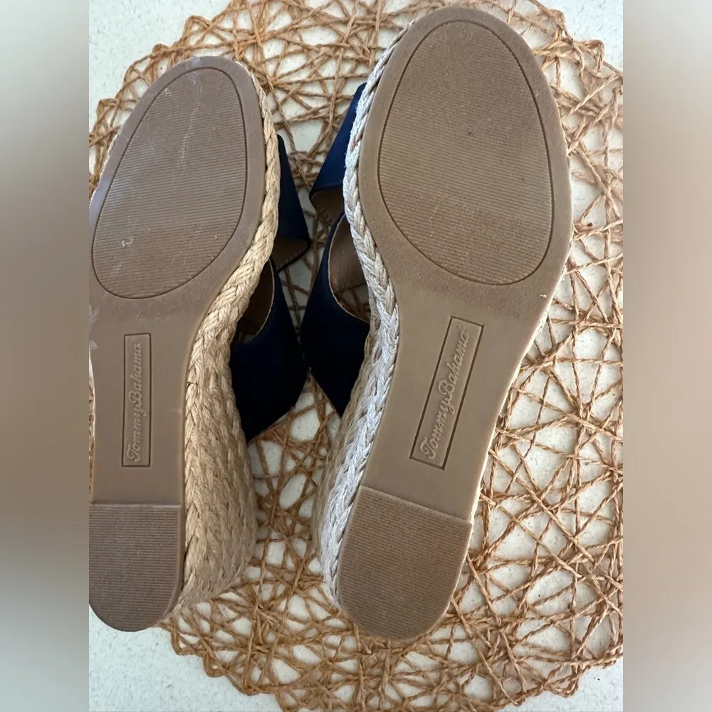 Women’s Tommy Bahama Size 8 1/2 Navy Blue Wedge Slip On Shoes - Image 3