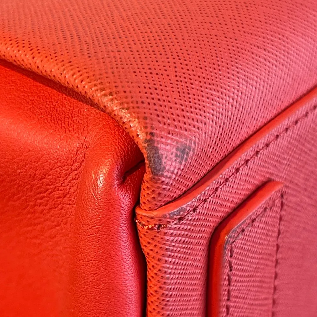 MCM 2-Way Red Leather Top Handle Shoulder Bag - Preowned - Image 8