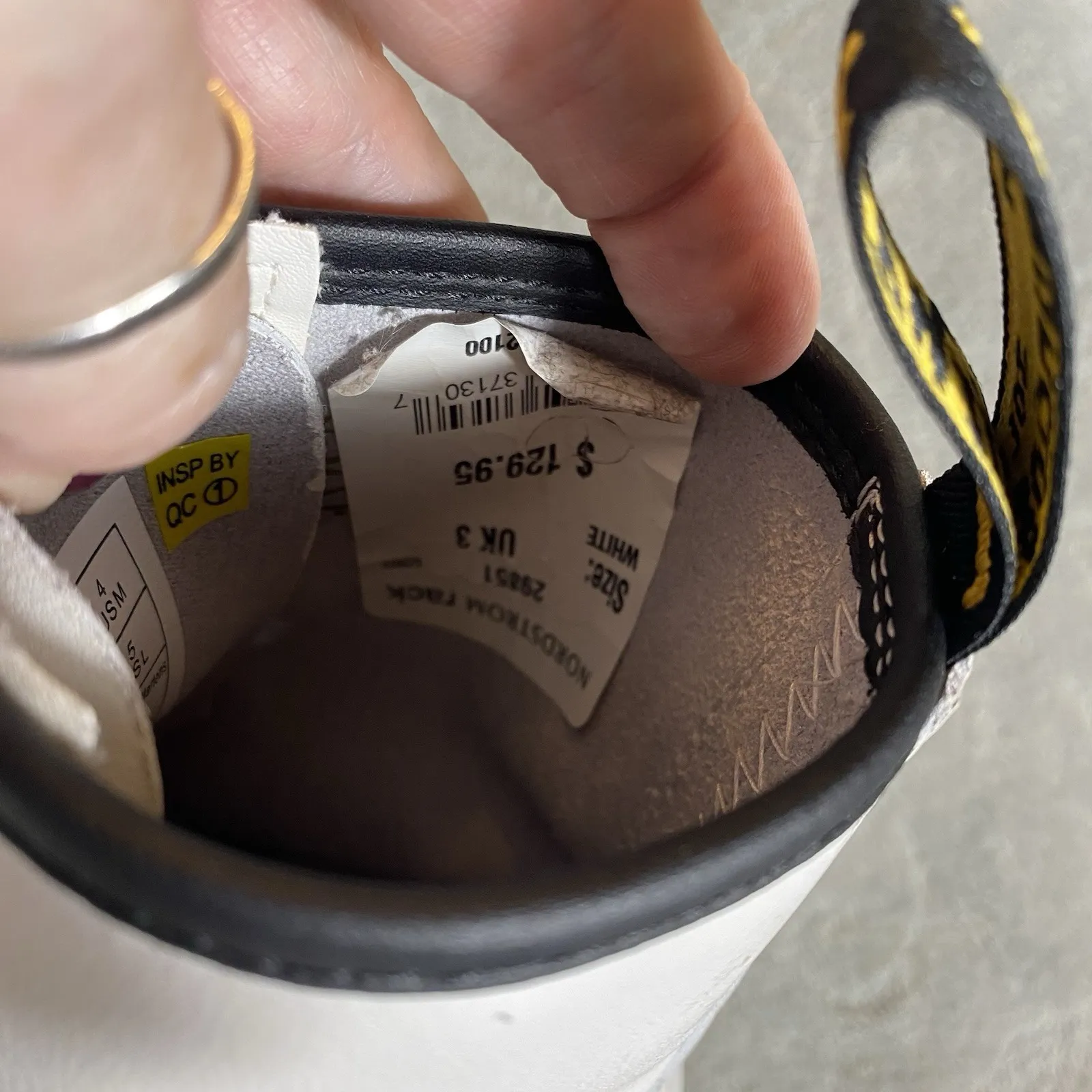 Dr. Doc Martens White Leather Combat Boots Women 5 Smooth Lace Up Bouncing Soles - Image 6