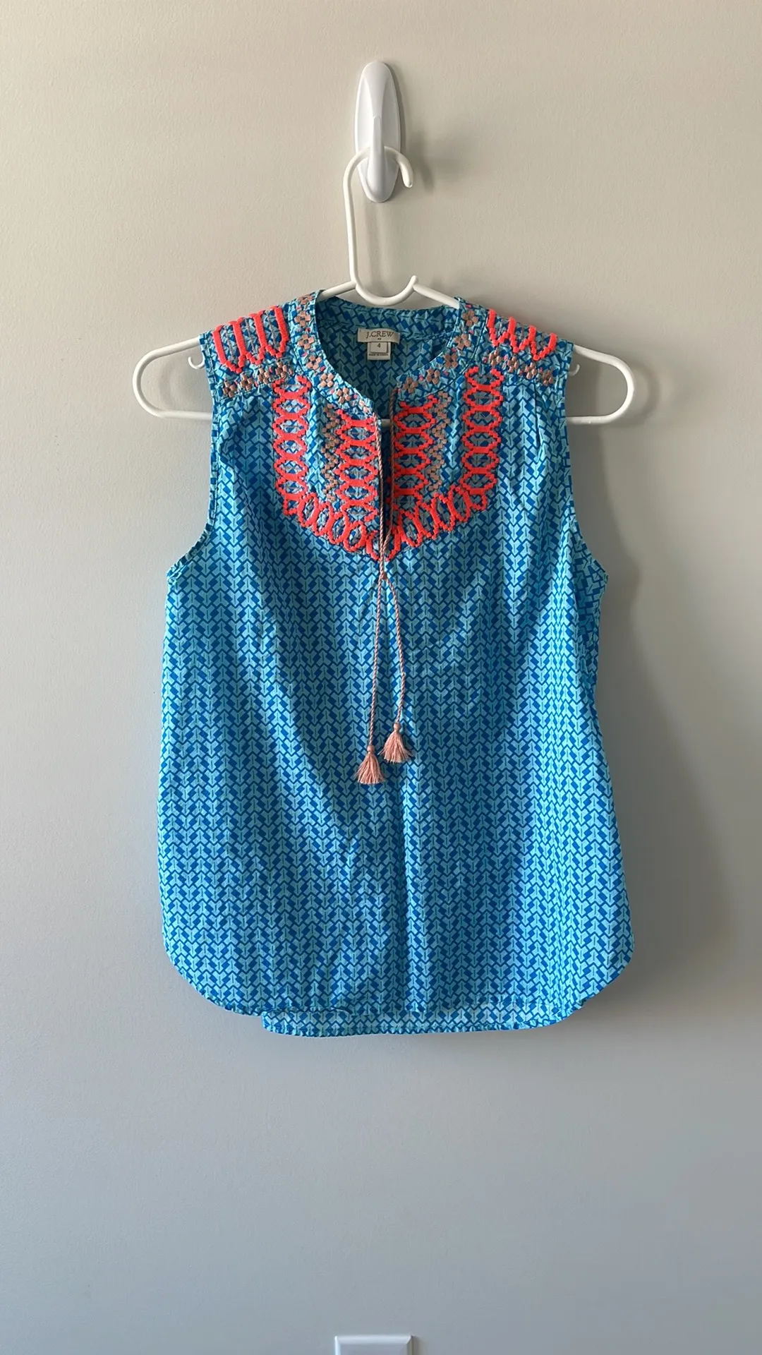 Jcrew printed embroider tassel top 4 - Image 4