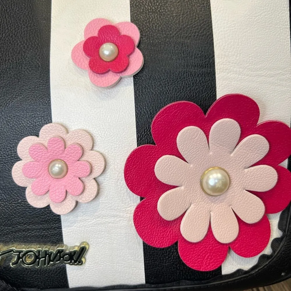 Betsey Johnson Striped and Floral Travel Train Case Bag - Image 5