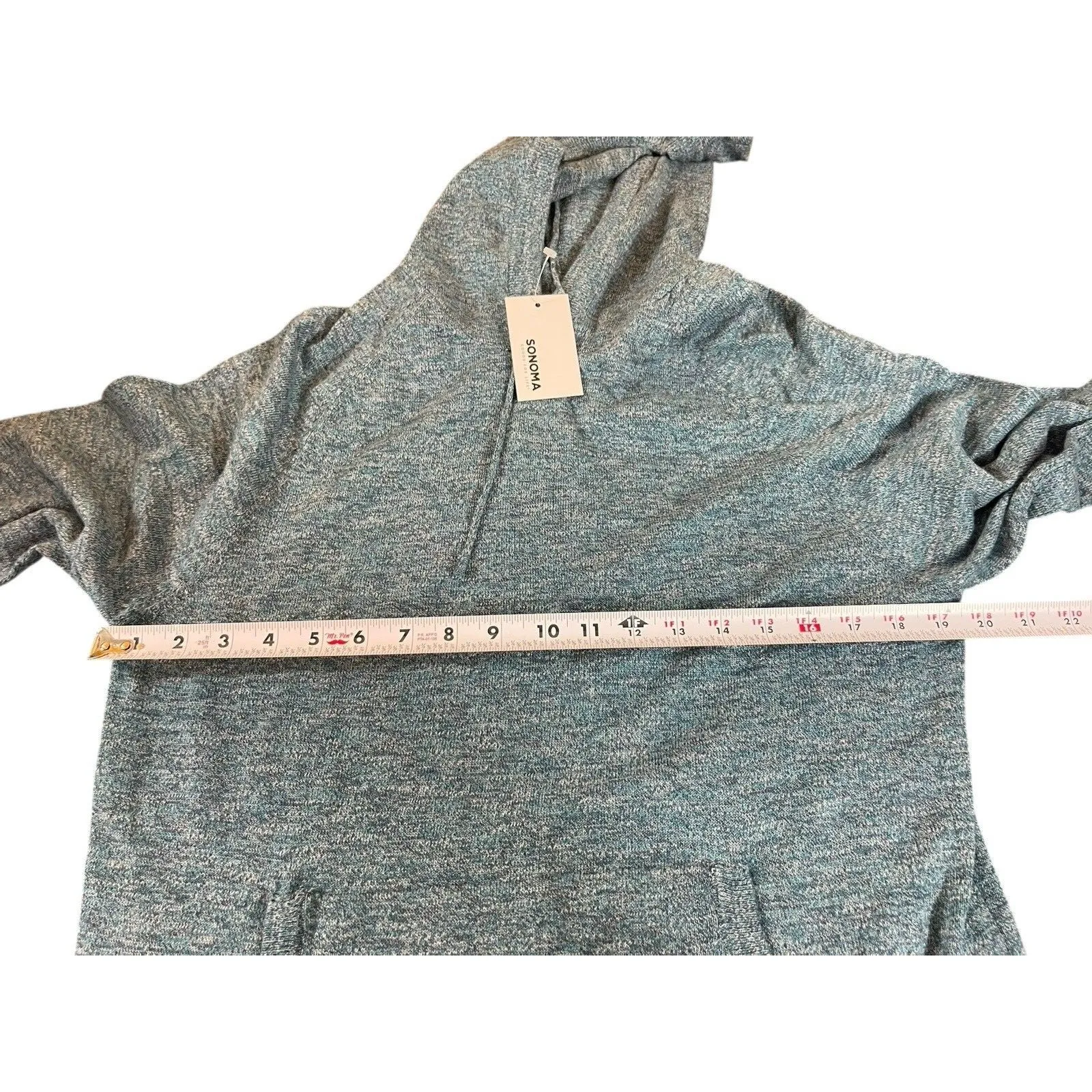 Sonoma Goods for Life Supersoft Sweater Hoodie L Teal Blue Fine Gauge Knit NWT - Image 6