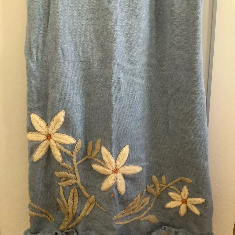 Winter garden chemise by Anthropologie blue embroidered dress spaghetti strap S - Image 6