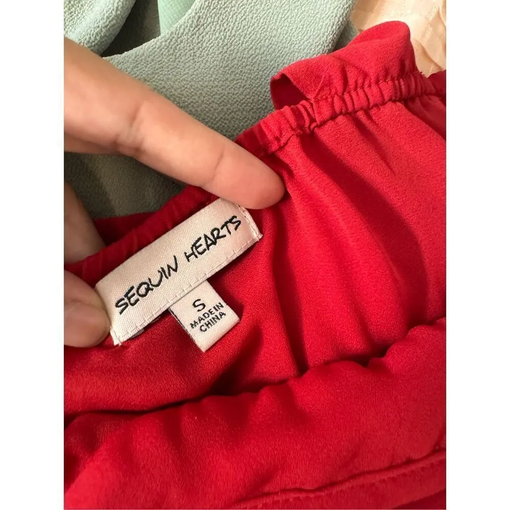 Sequin hearts red blouse size small - Image 10