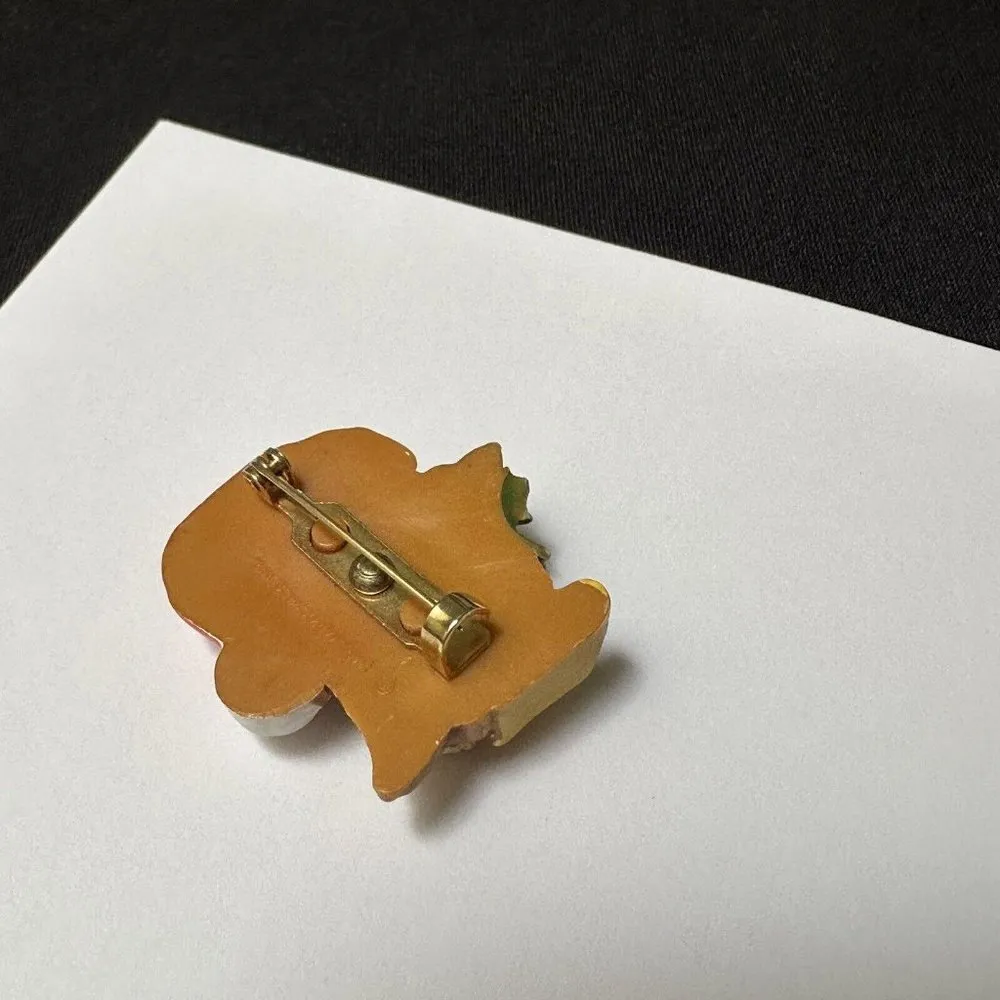 Hallmark Cards Christmas Brown Owl In Santa Hat With Holly Holiday Brooch Pin - Image 6