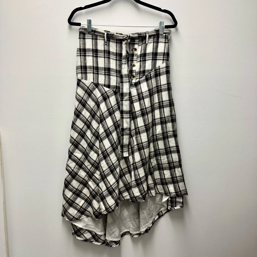 Free People After You Plaid Maxi Skirt, Black & White | Size Small - Image 3