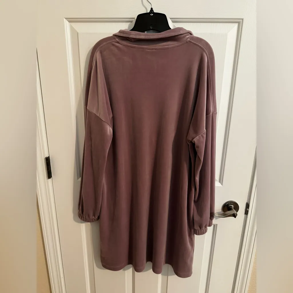 Cable & Gauge Plush 1/4 Zip Lounge Mini Tunic Dress Pockets Mauve Size XL - Image 9