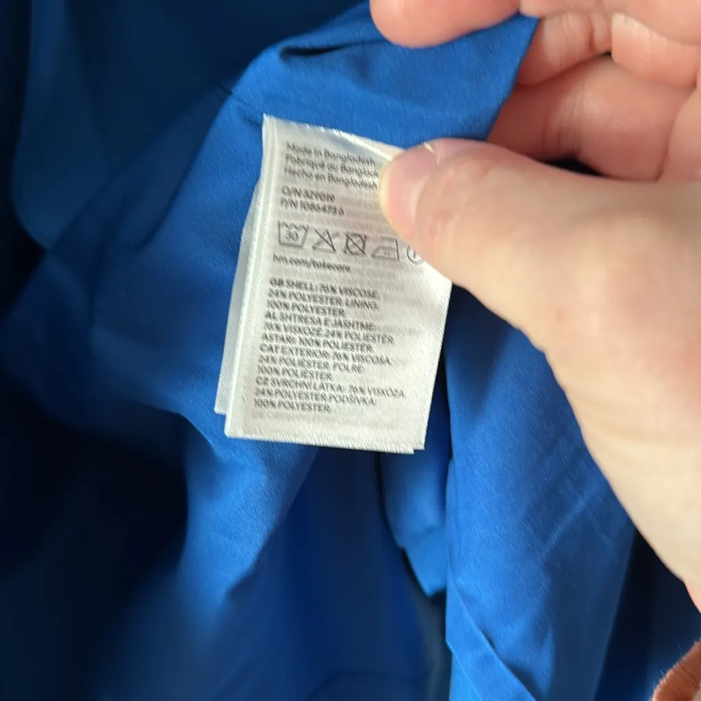 H&M Double Breasted Blazer Bright Blue Size Extra Large - Image 6