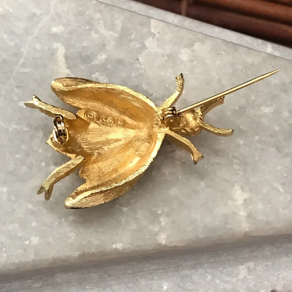 BSK Insect Brooch Pin Vintage Gold Tone - Image 3