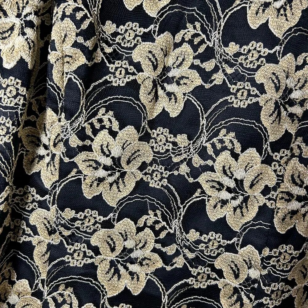 VINTAGE Jessica Mcclintock Dress Womens 6 Gold Black Sleeveless Maxi Made USA - Image 9