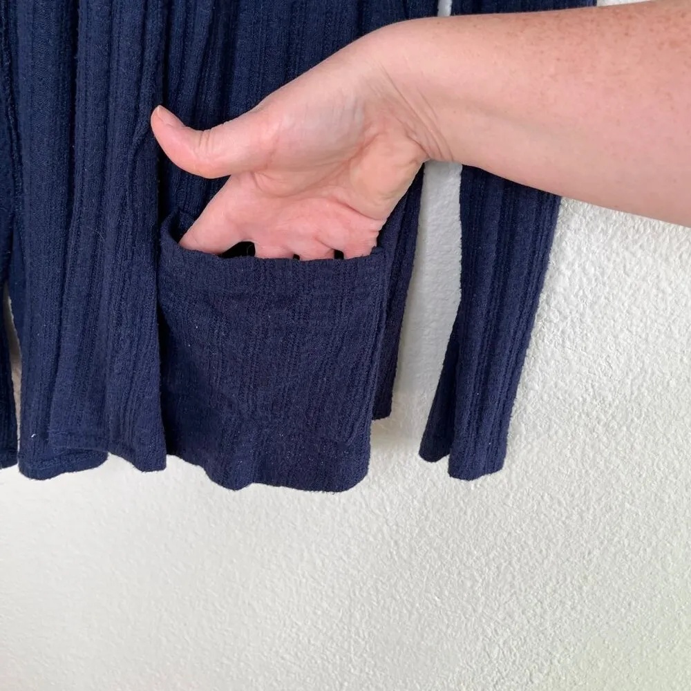 Maurices Open Front Navy Blue Knit Ribbed Cardigan Sweater Medium - Image 8