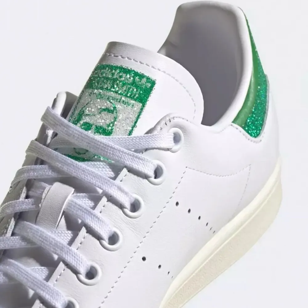 Adidas Stan Smith Swarovski Crystals Sneakers White Green Size 5 Sparkly Leather - Image 5