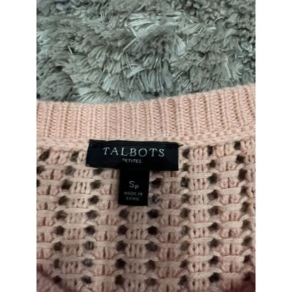 T‎ By Talbots Sweater Size Small Petite Cable Knit Peach - Image 2