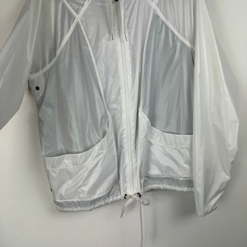 Athleta White Lined Windbreaker Jacket Sz 1X Full Zip Athletic Pockets Hooded - Image 8
