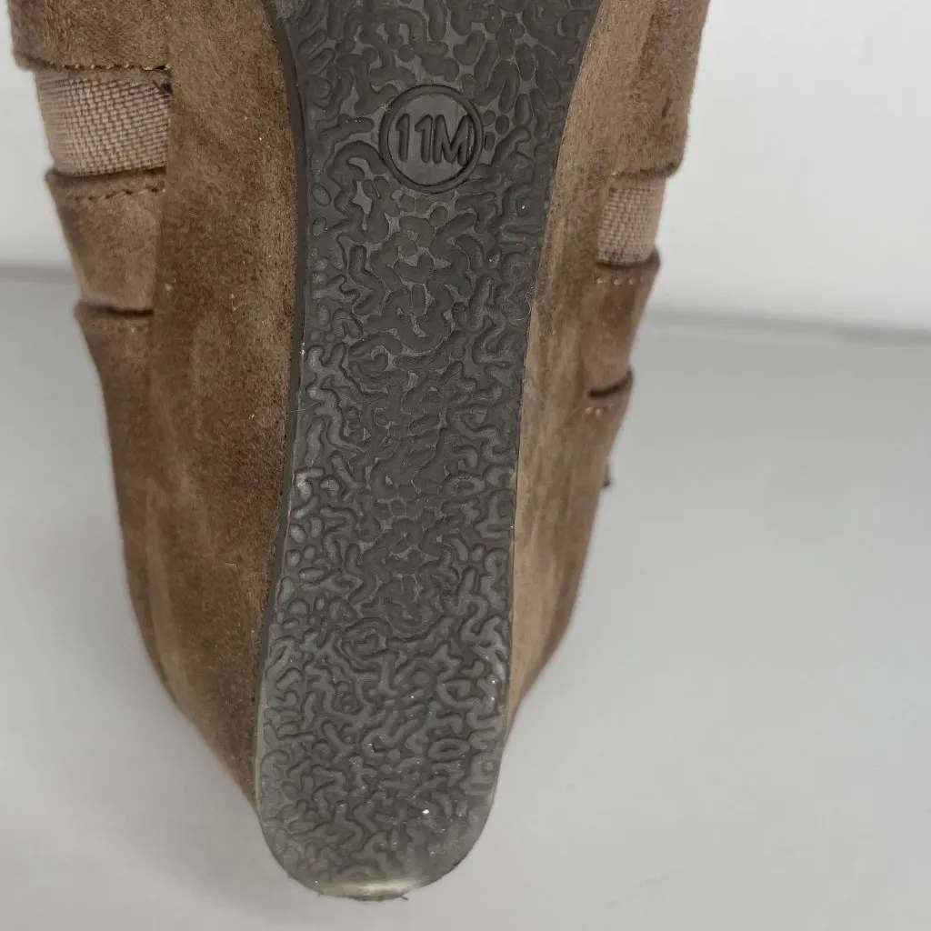 Women's Faux Suede Brown Wedge Ankle Boots Size 11 Boho Edgy Neutral - Image 6