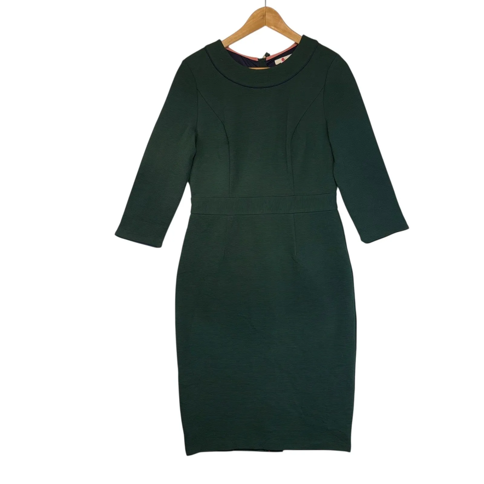 Boden Mia Ottomon Emerald Green Textured Sheath Dress Old Money Classic 8R Size 8 - Image 2