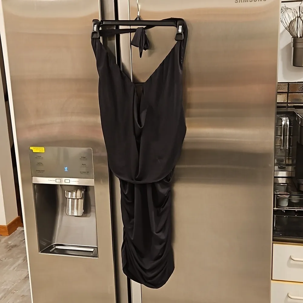 💕BAR III💕 Cowl Neck Halter Swim CoverUp Dress ~ Black S Small NWOT - Image 4