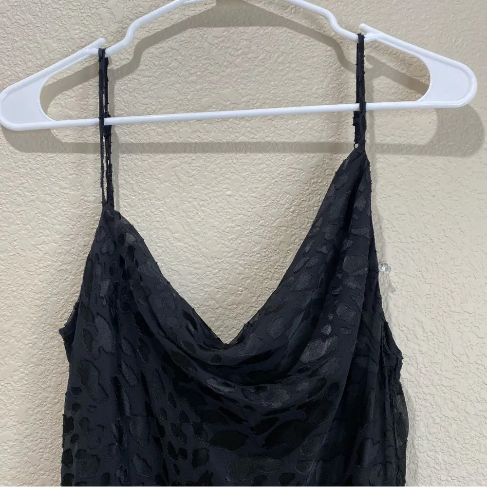 GOOD AMERICAN Velvet Burnout Dress Black Leopard Asymmetric Cowl Size 2 Medium - Image 5