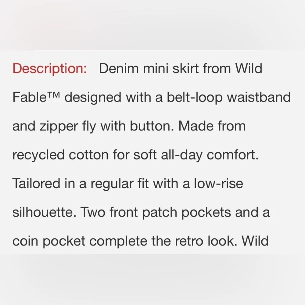 Wild Fable Denim Jean Mini Skirt w Retro Patch’s Women’s 16 Medium Wash - Image 9