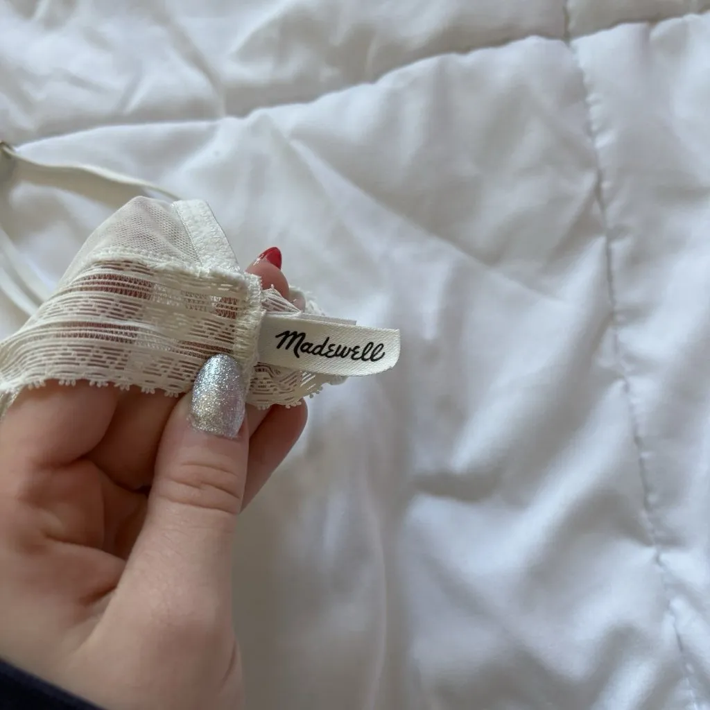 Madewell Intimates Geo Mesh Triangle Bralette White Womens Boho Hippie Fairy - Image 6