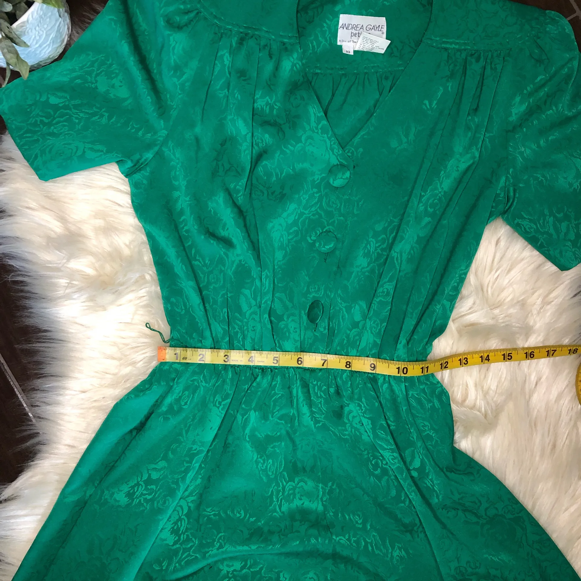 petites green vintage dress sz 10 - Image 6