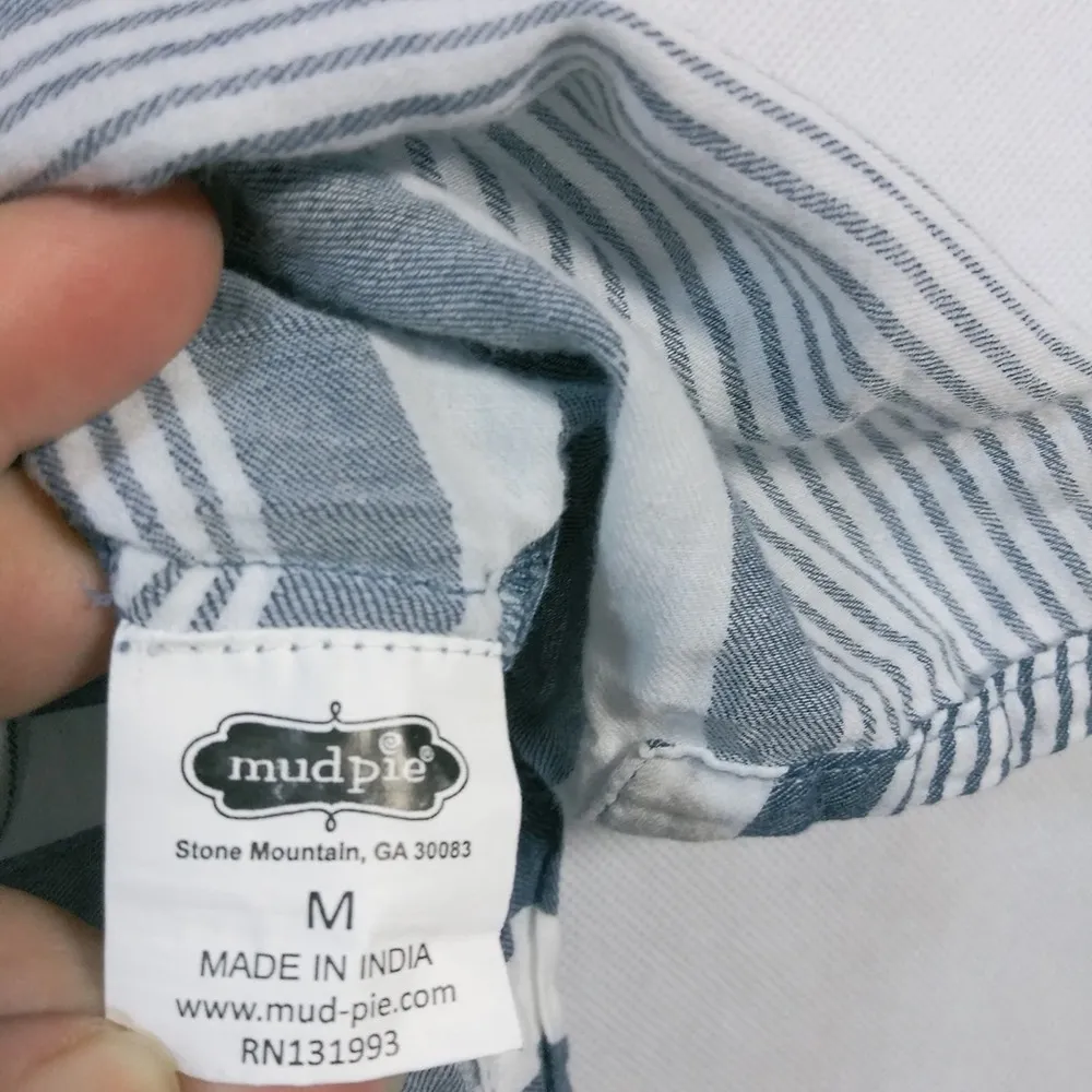 Mudpie Blue White Cotton Stripe Sleeveless Tunic Top Size M - Image 6