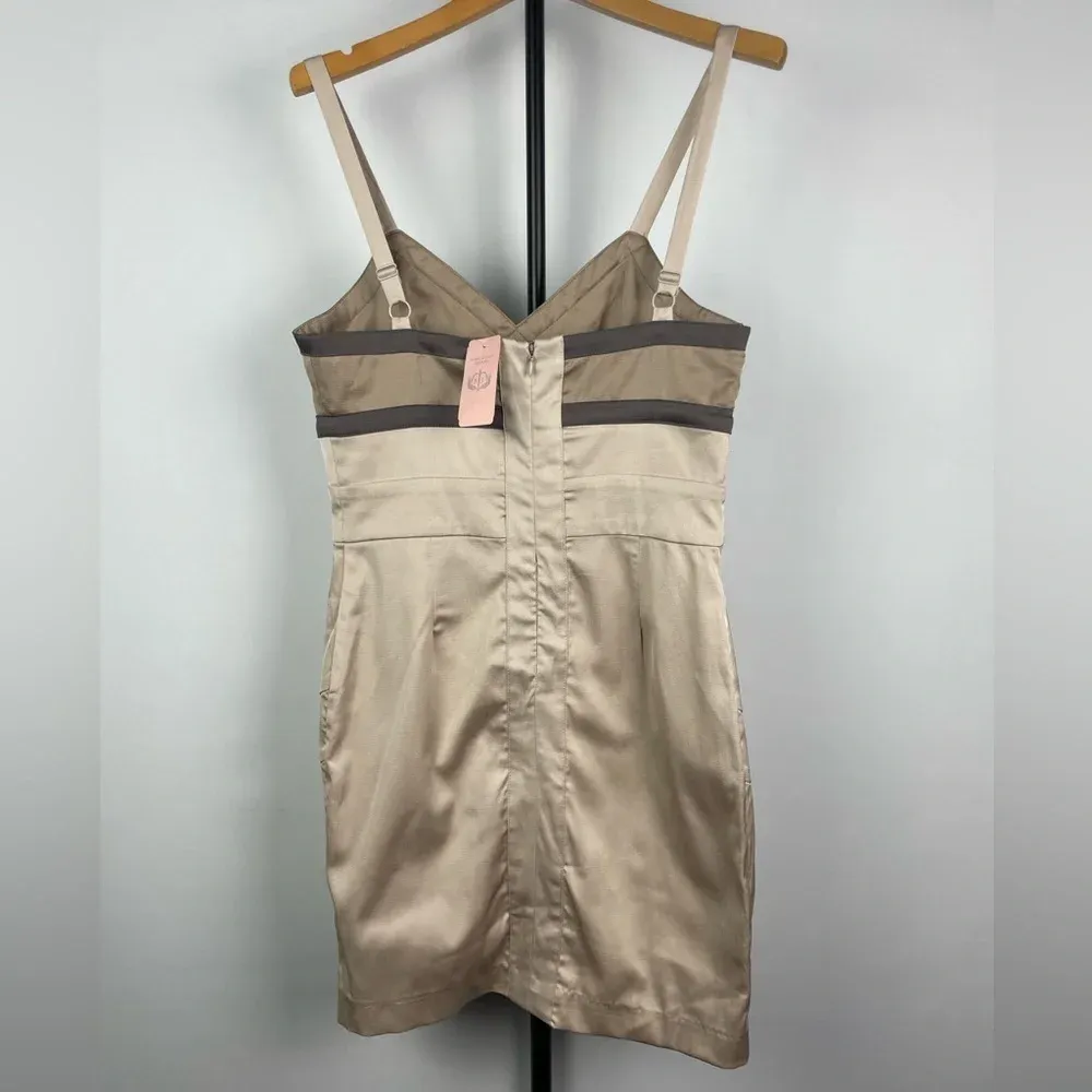 Romeo + Juliet‎ Couture Tan Satin Bodycon Mini Dress - Image 7