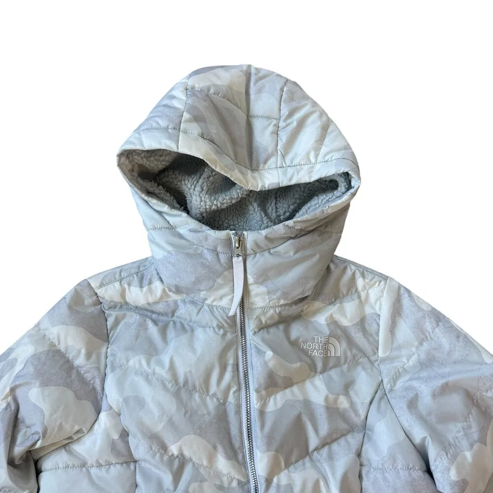 The North Face 550 Down Puffer White Camouflage Hooded Sherpa Fleece - Image 4