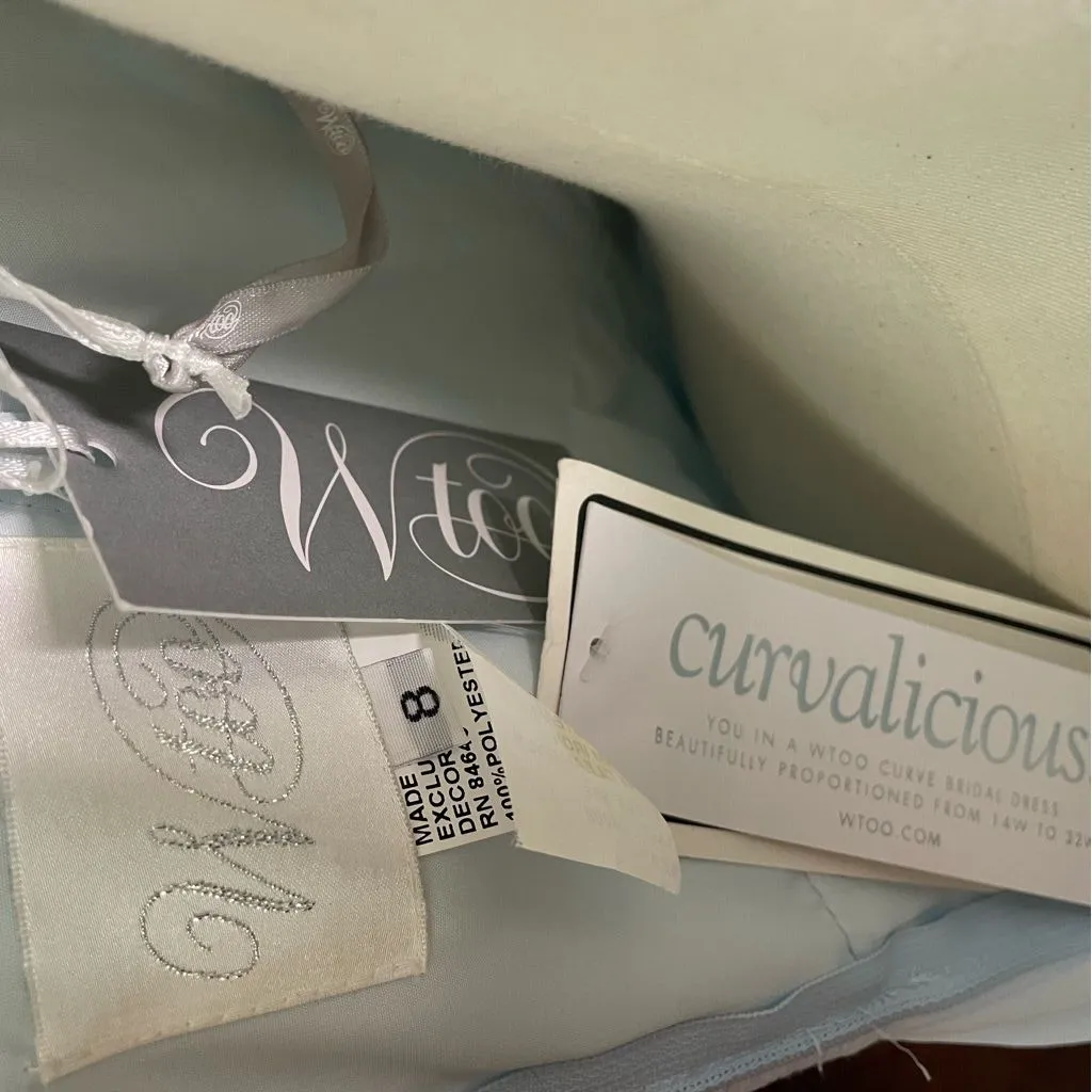 Wtoo‎ by Watters Strapless Ruched Chiffon Gown Light Blue Size 8 NWT - Image 5