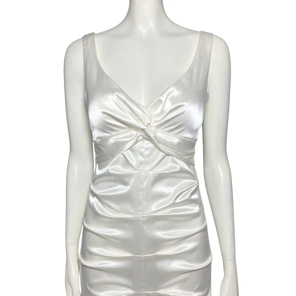 Vintage Y2K Off White Satin Party Dress Small Hoco Bachelorette Cocktail Bodycon - Image 7