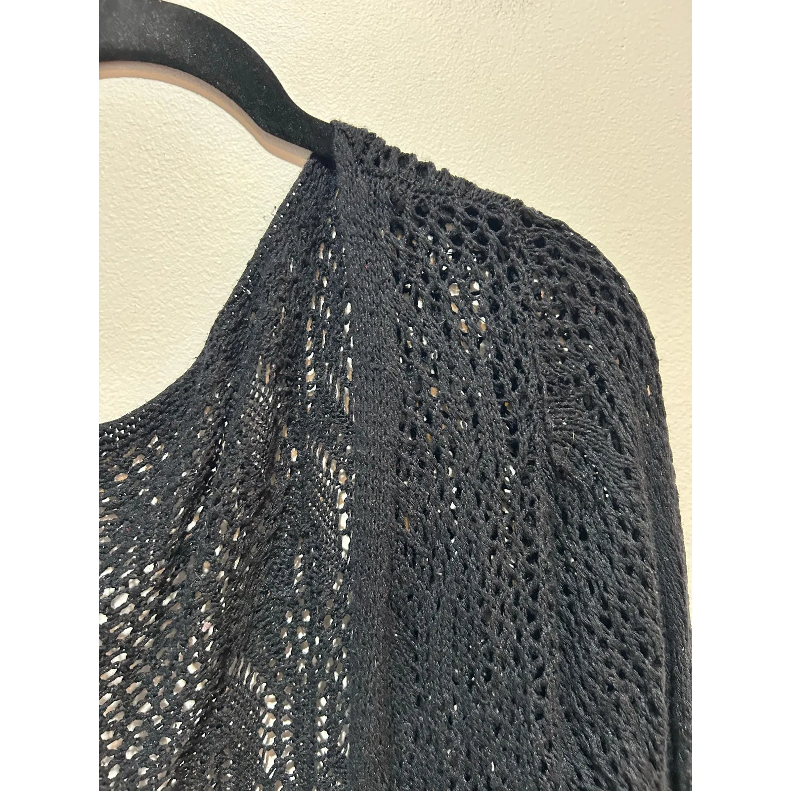 Unbranded crochet black cardigan womens size S open front boho fairy goth - Image 2