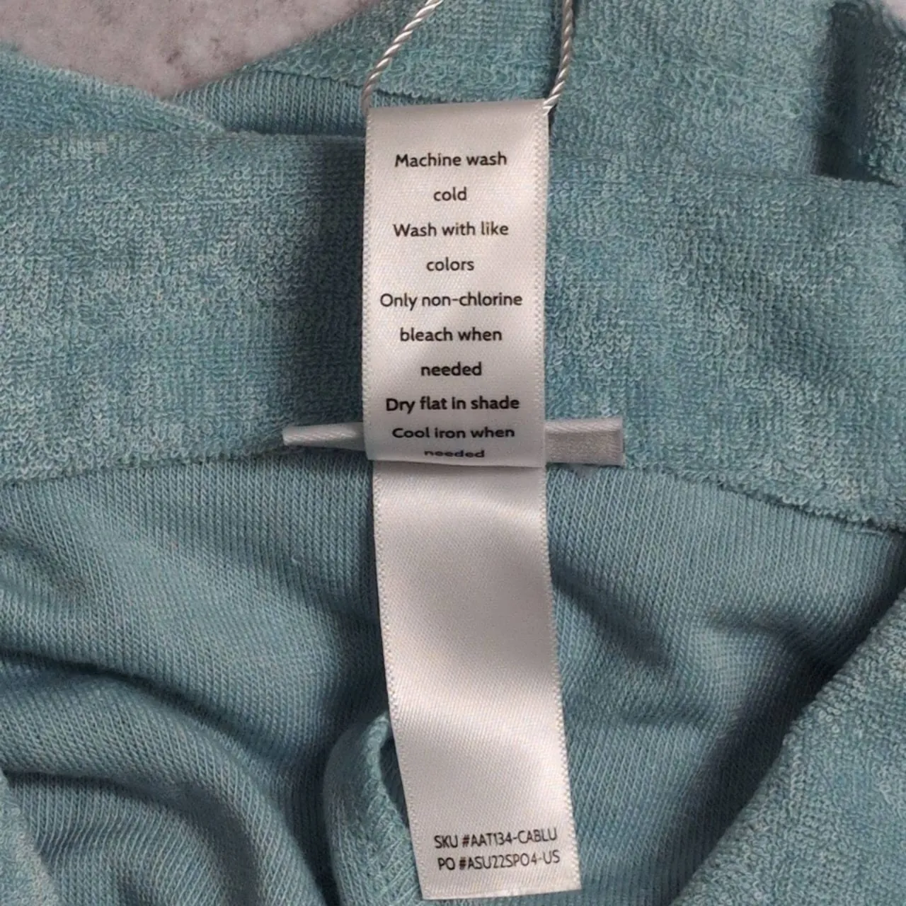 NWT Andie Cropped Button Up Blue CABLU Textured Collared Short Sleeve Shirt S - Image 5