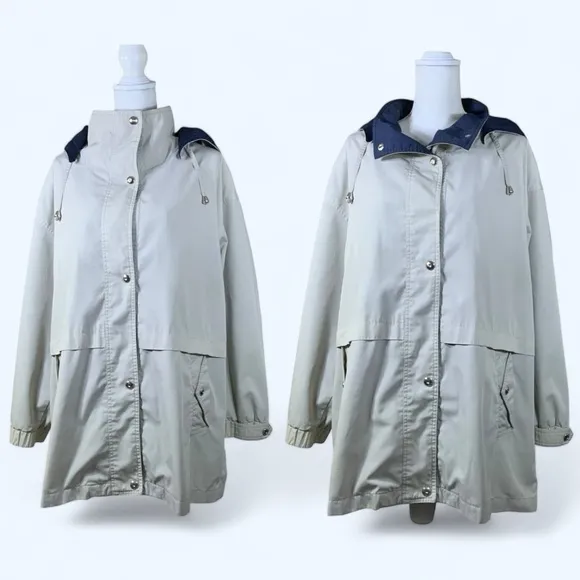 Izzi Outerwear Jacket Hooded Utility Coat Navy Blue Light Creamy Khaki Plus 2X Tan - Image 2