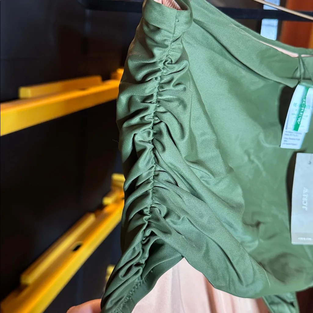 NWT J.Crew Re-Imagined Cypress Green Ruched High-Rise Bikini Bottom Size 2X - Image 12