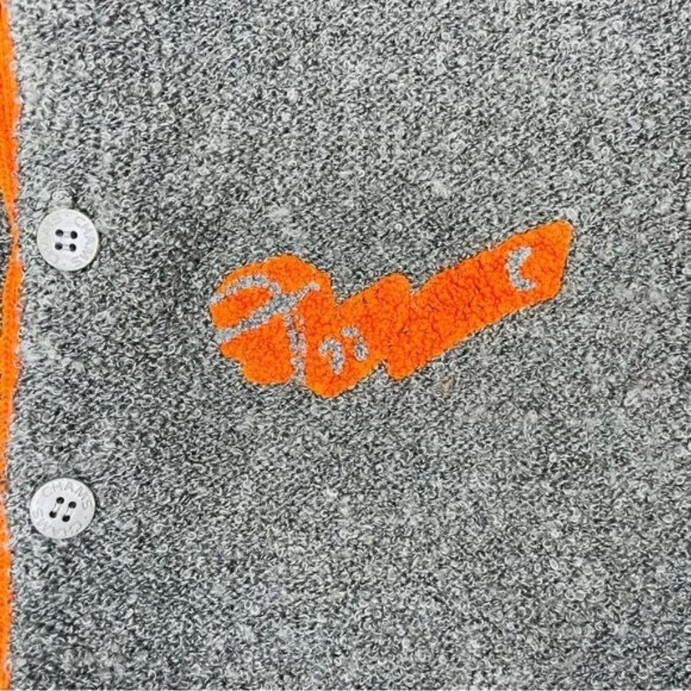 Vintage chams de baron felt type letterman style jacket / cardigan small Orange - Image 3