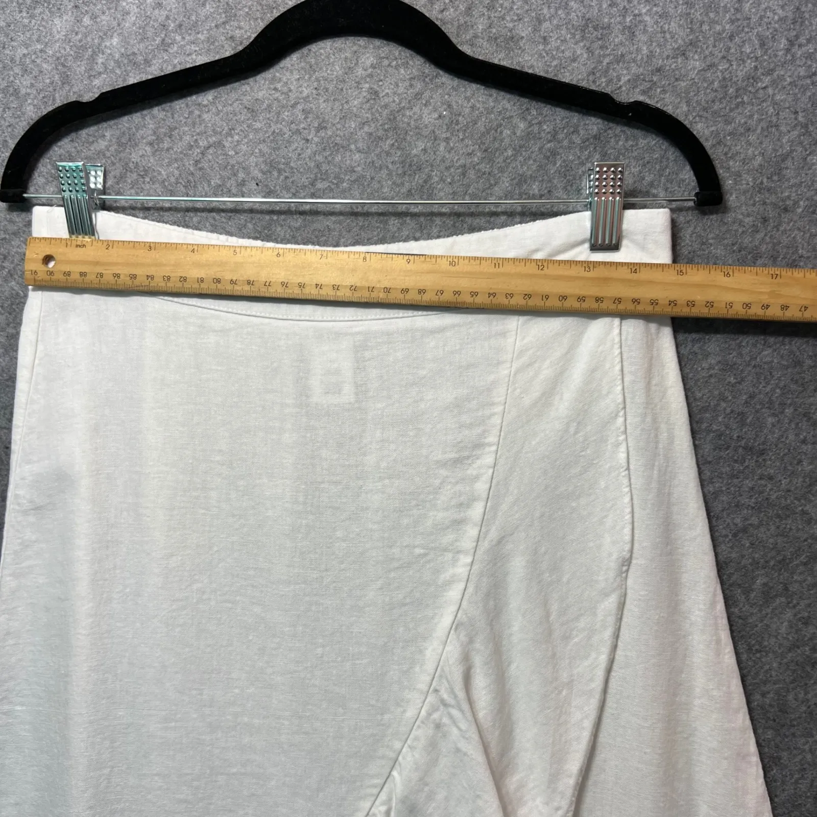 Westport‎ Linen Blend Midi Ruffle Skirt White Elastic Waist Size M Hi Low - Image 2