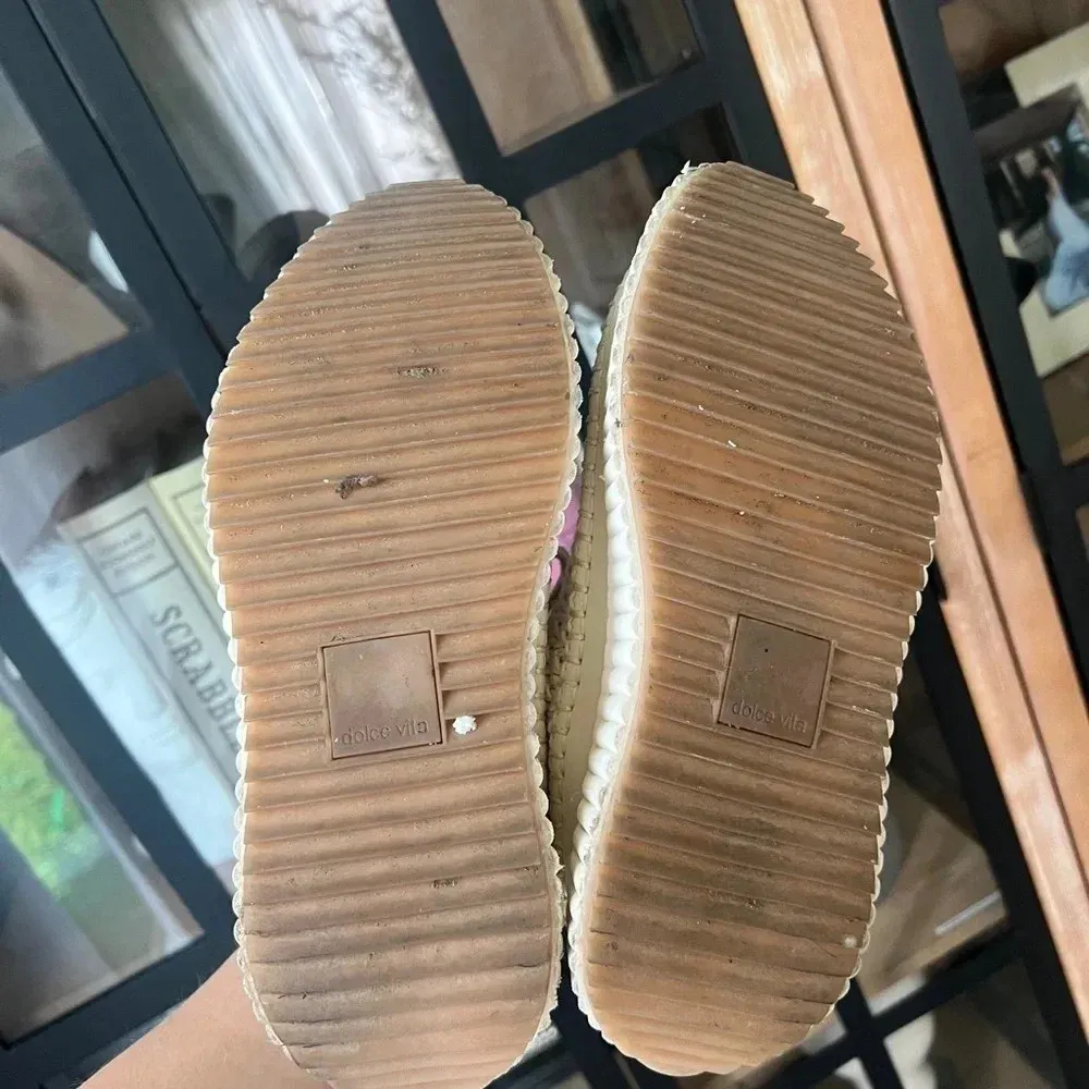 Dolce Vita Dolen Knit Platform Sneakers sandstone crochet lace up beige Tan Size 6 - Image 7