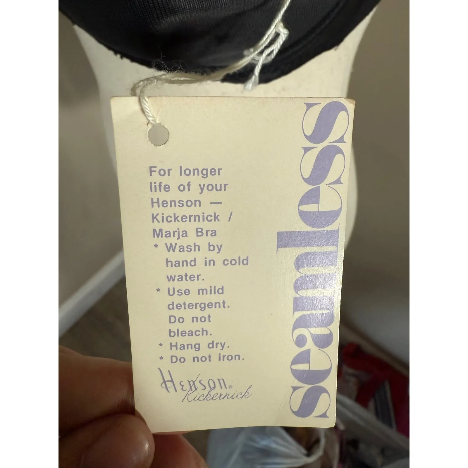 Vintage Black Seamless Strapless Bra Floral Applique New With Tags Size undefined - Image 3