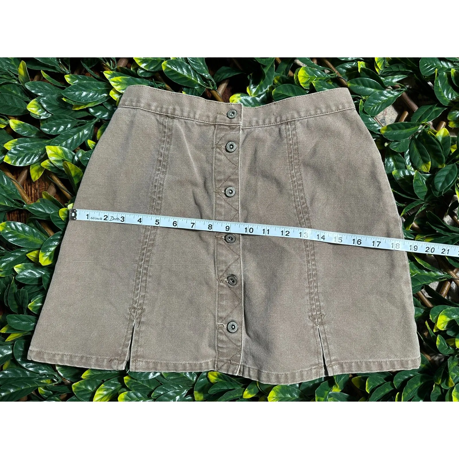 Vintage American Eagle Preppy Tan Button Up Mini Skirt Size 6 - Image 10