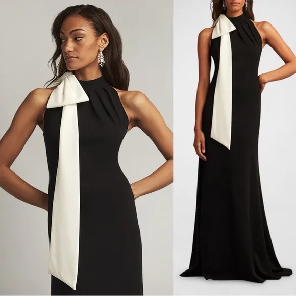 NWOT TADASHI SHOJI Bow Detail Black Sleeveless Gown Sz XS - Image 2