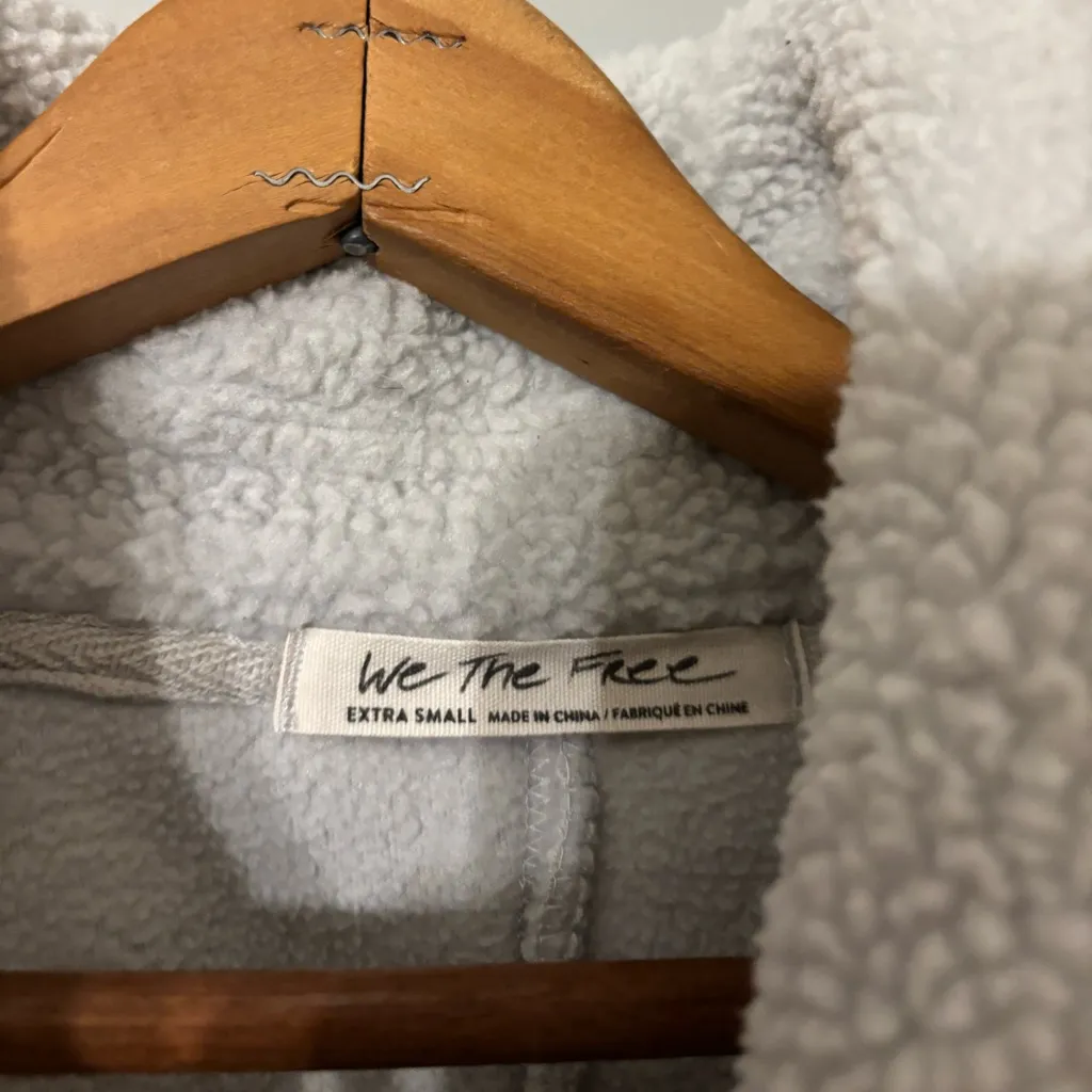 Free People Jacket Shasta Snap Up Fleece Bomber Morning Fog Grey Size XS - Image 5