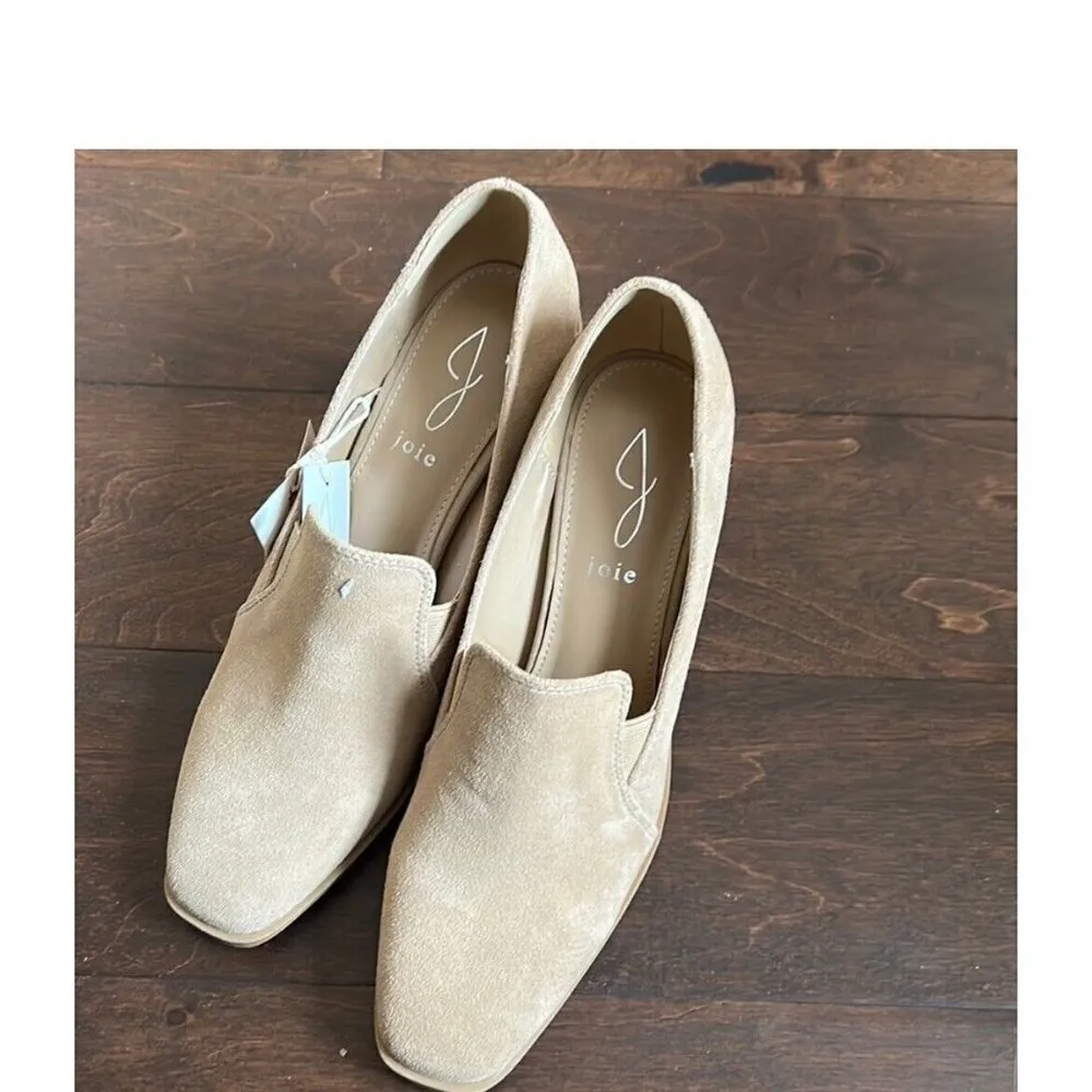 Joie x Anthropologie suede Leather Shoes 9 Block Heel Wevenly Closed Toe Tan - Image 3