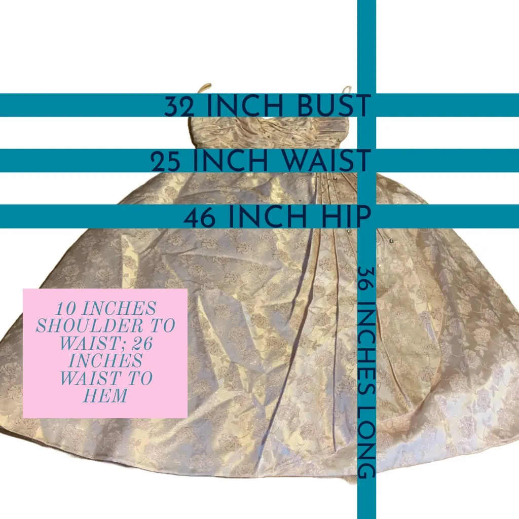 VINTAGE 1960'S PINK AND SILVER BEADED FLORAL PRINT UNION MADE COCKTAIL DRESS (S) - Image 13