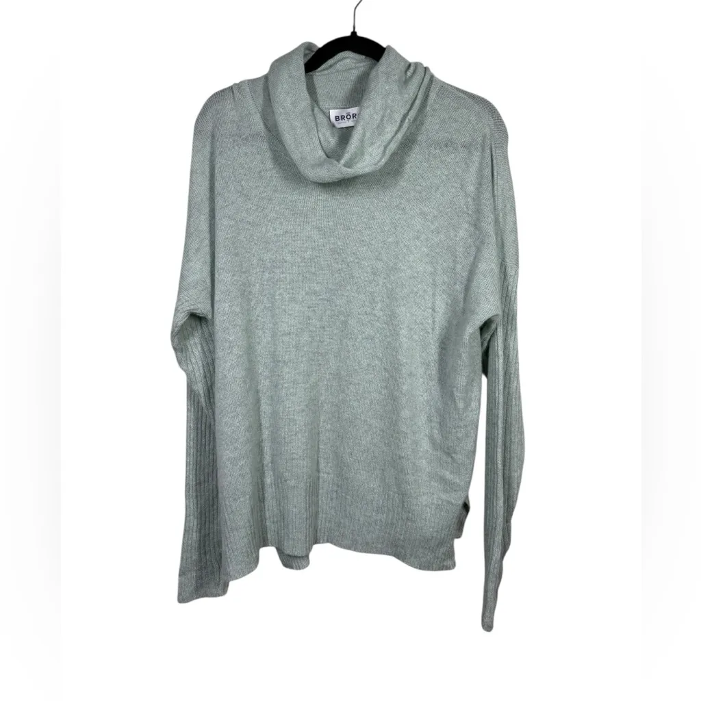 BRORA Scottish 100% Cashmere Gauzy Polo Turtleneck Top Size Small/Medium Green - Image 2