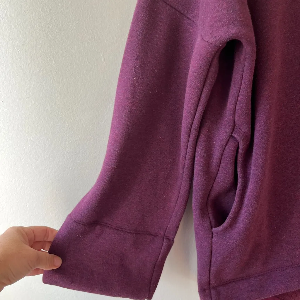 Athleta Sz S M Cozy Karma Funnel Neck Sweatshirt Fleece Burgundy Pullover Top - Image 5
