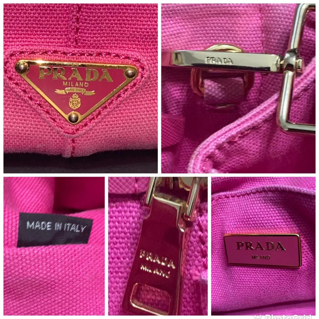Prada Pink Canvas Tote Bag - Image 6