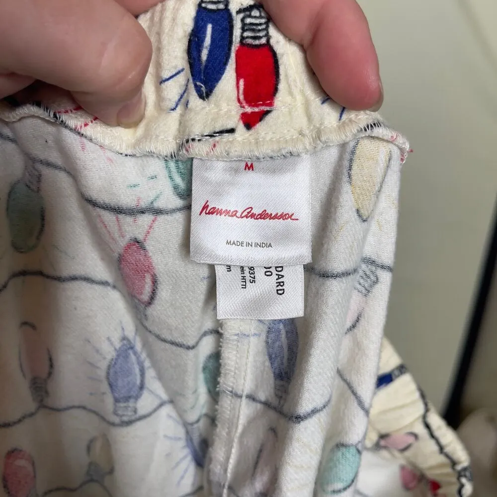 Hanna Andersson adult holidays light flannel cotton straight leg pants sz M Size M - Image 4