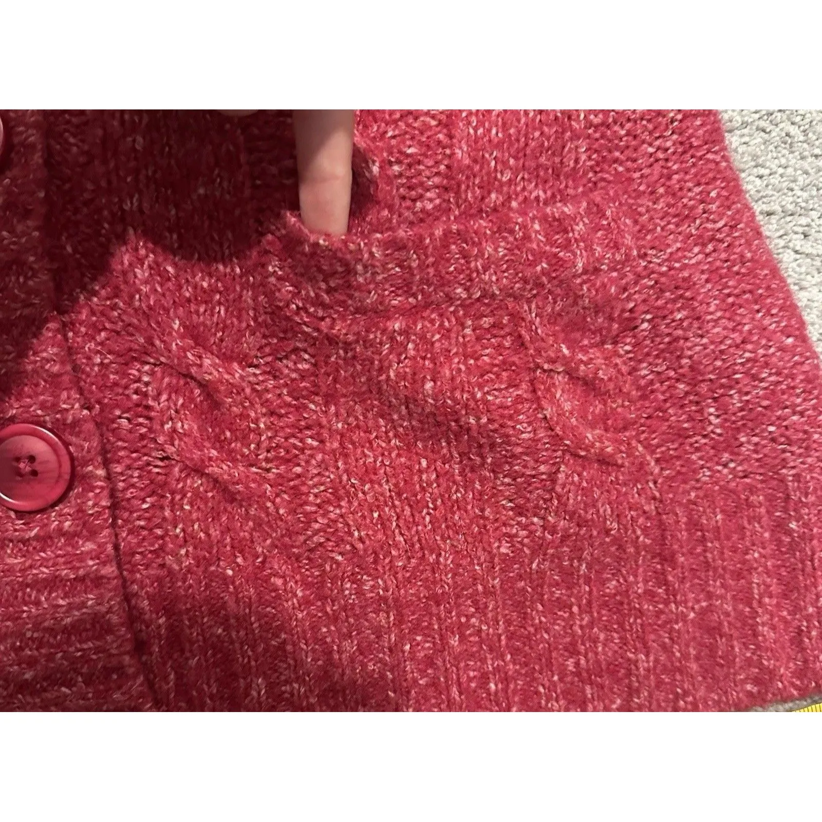 LLBean Cable Knit Sweater Vest L Wool Blend Button Front Cottagecore Academia Pink Size L - Image 7