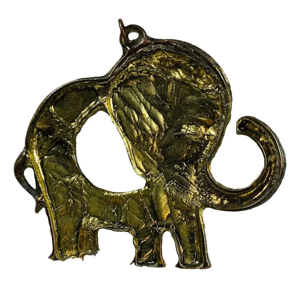 Brass Color Elephant Pendant Jewelry Rhinestone Eye Circus Elephant - Image 2