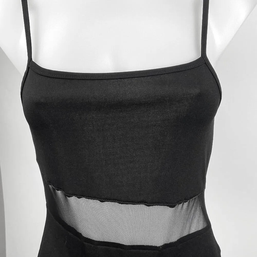 Missguided Women's Black Spaghetti Straps Square Neck One Piece Bodysuit Size 4 - Image 3